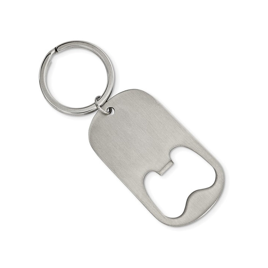 Stainless Steel Brushed Functional Bottle Opener Key Ring Image 1