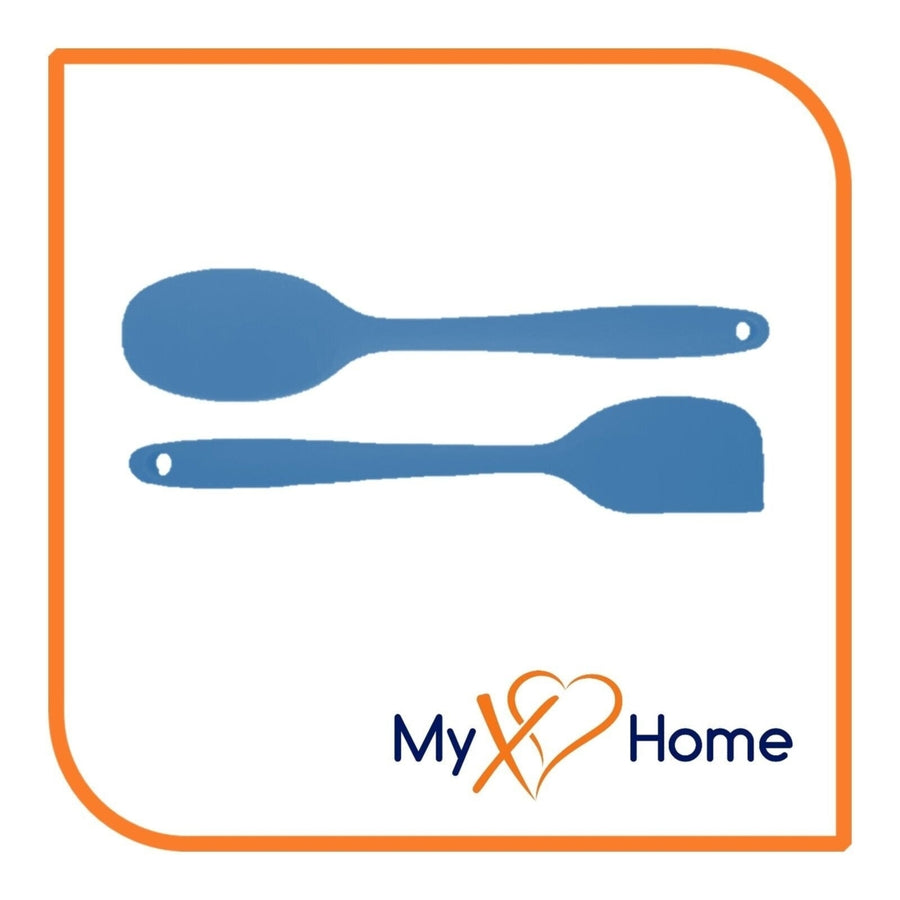 8" Blue Silicone Spoon and Spatula Set by MyXOHome Image 1