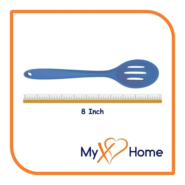 8" Blue Silicone Spoon and Slotted Spoon Set by MyXOHome Image 3