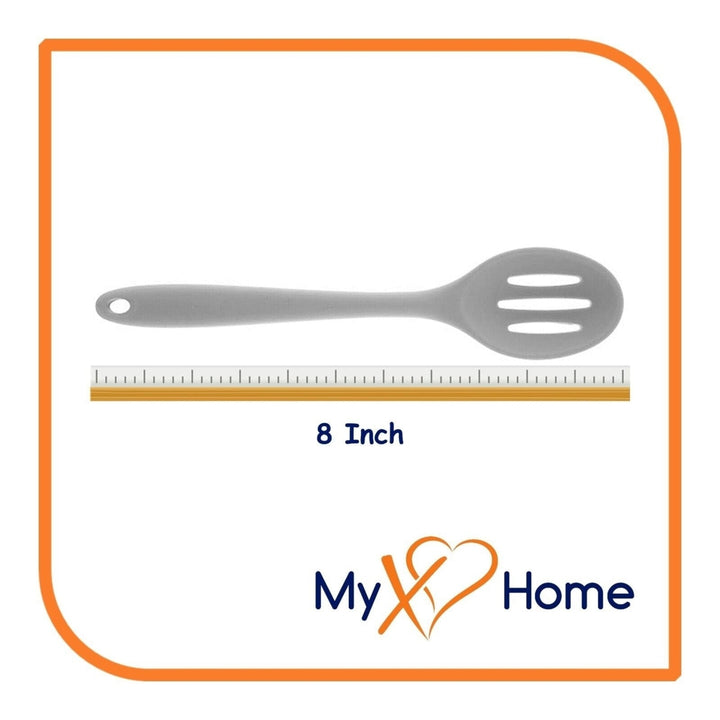 8" Gray Silicone Spoon and Slotted Spoon Set by MyXOHome Image 3