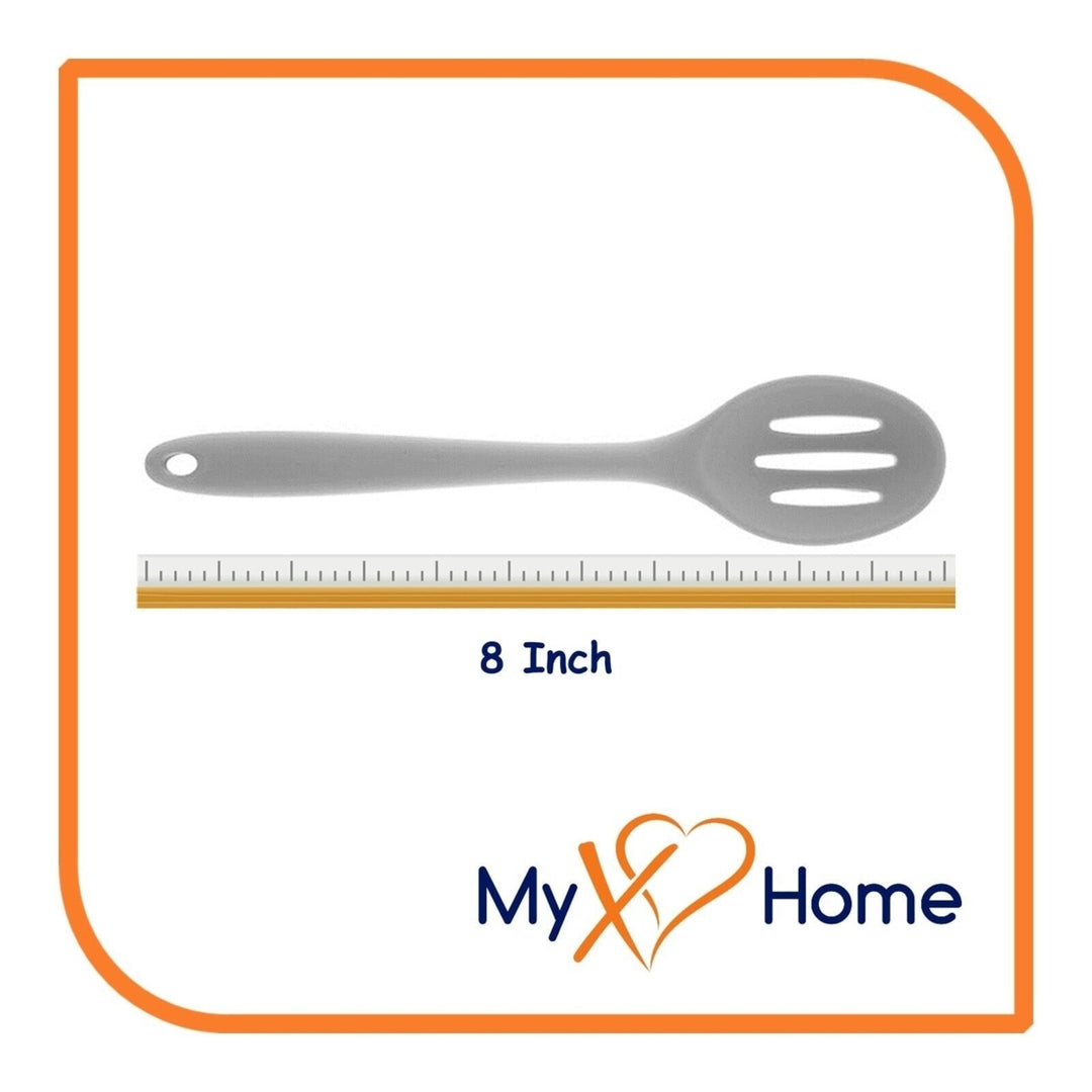 8" Gray Silicone SpoonSlotted SpoonSpatula and Slotted Turner Set by MyXOHome Image 3