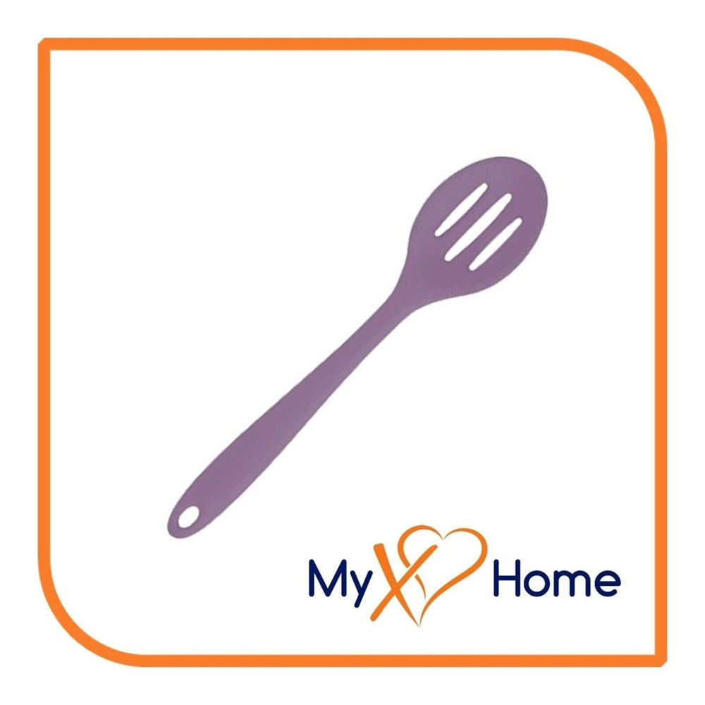 8" Purple Silicone Spoon and Slotted Spoon Set by MyXOHome Image 2