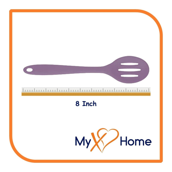 8" Purple Silicone Spoon and Slotted Spoon Set by MyXOHome Image 3