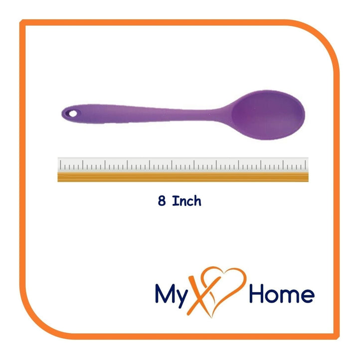 8" Purple Silicone Spoon and Slotted Spoon Set by MyXOHome Image 4