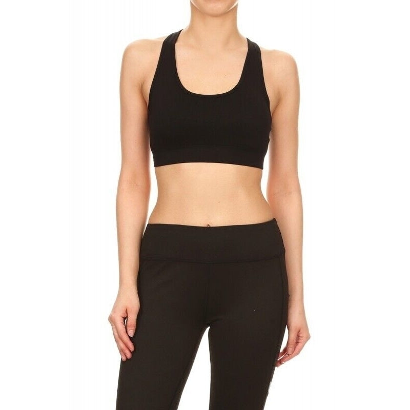 Kapion Black Sports Bra with Accent Crisscross Back Size: Medium A7BR06 Image 1