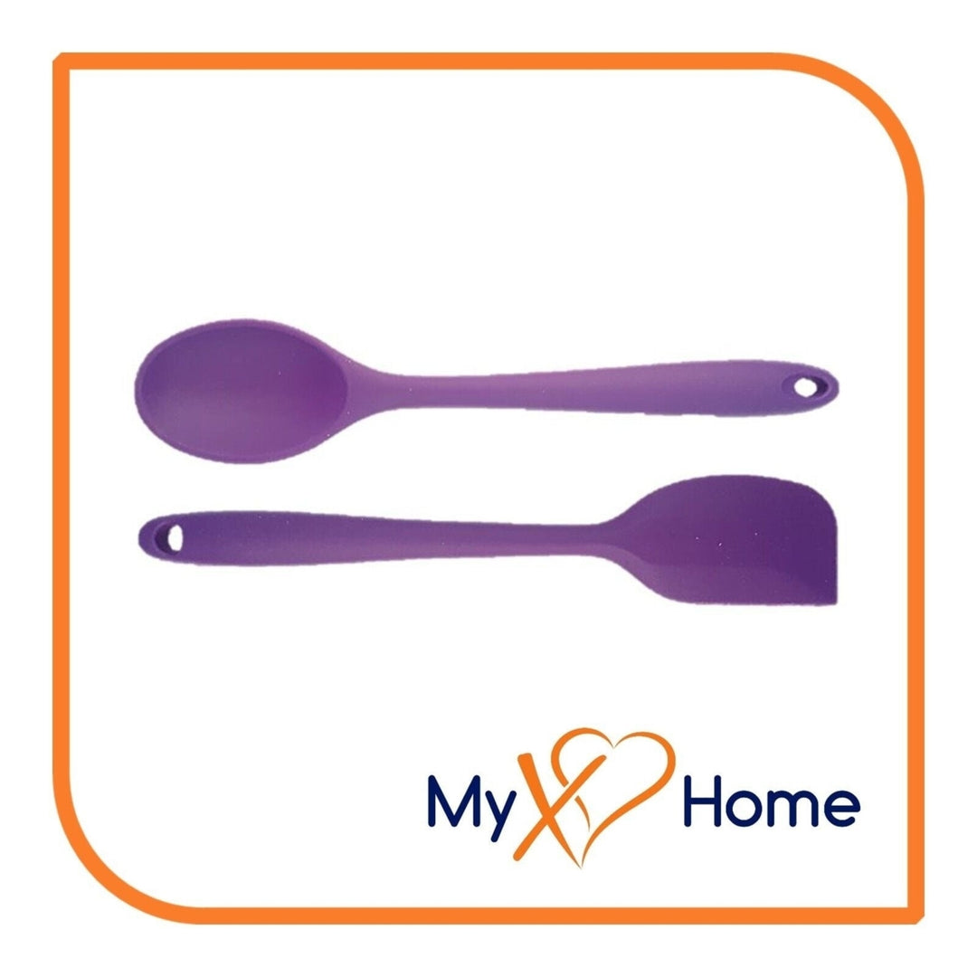 8" Purple Silicone Spoon and Spatula Set by MyXOHome Image 1