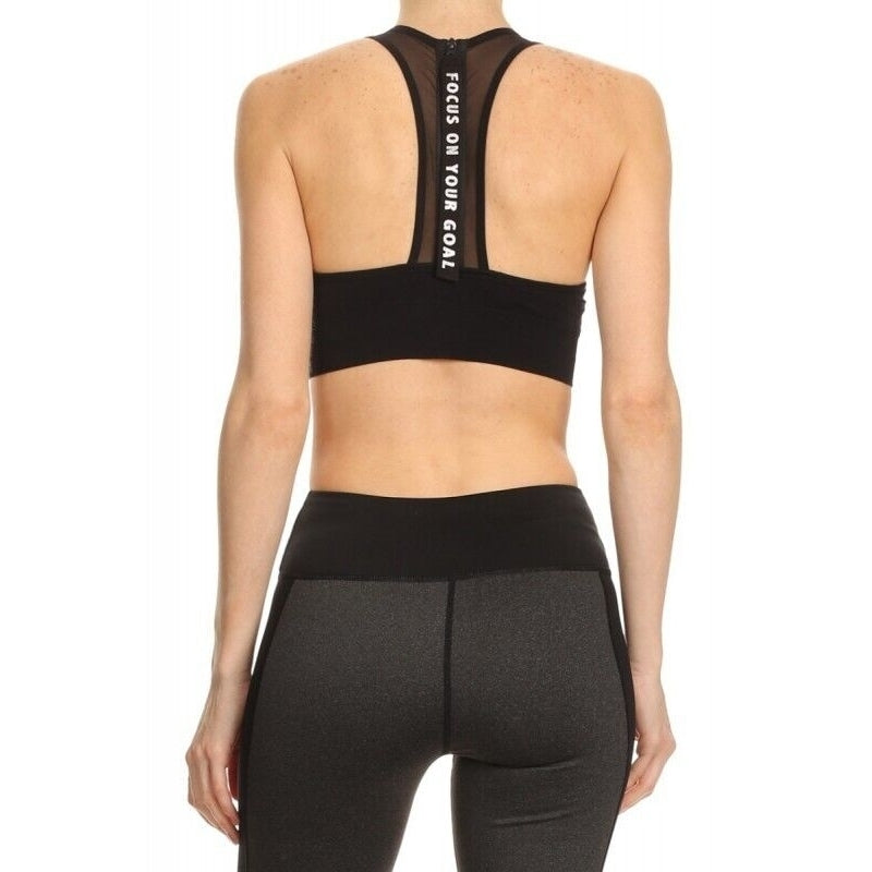 Kapion Black Sports Bra with Mesh Zipper Back Size: Medium A7BR03 Image 2