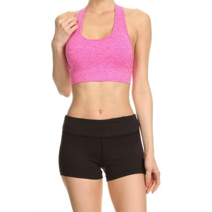 Kapion Pink Sports Bra with Mesh Zipper Back Size: Medium A7BR03 Image 1