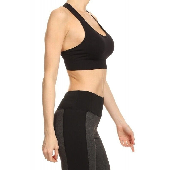 Kapion Black Sports Bra with Mesh Zipper Back Size: X-Large A7BR03 Image 3