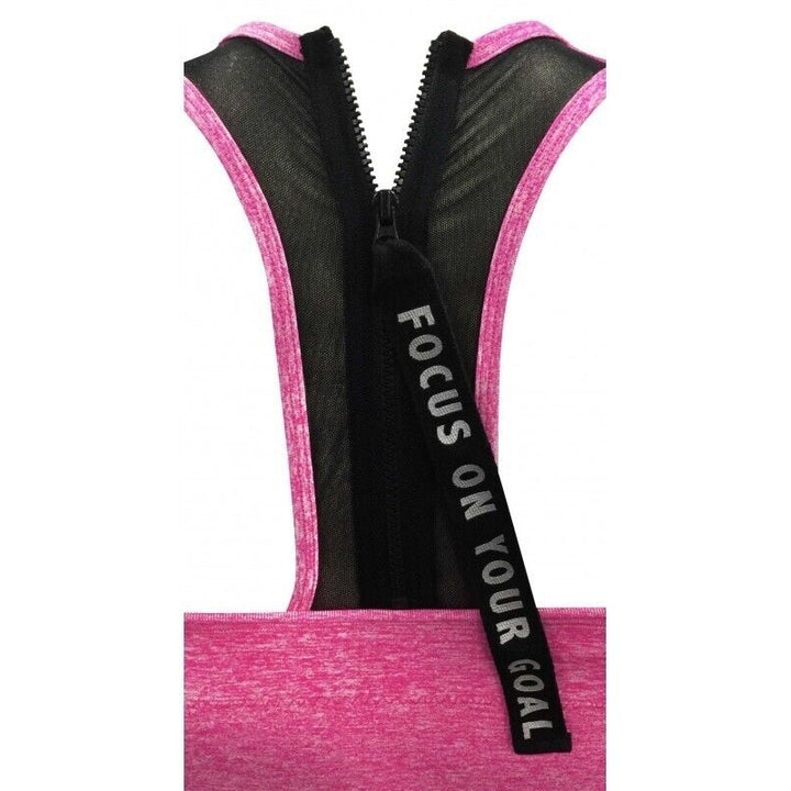 Kapion Pink Sports Bra with Mesh Zipper Back Size: Medium A7BR03 Image 4