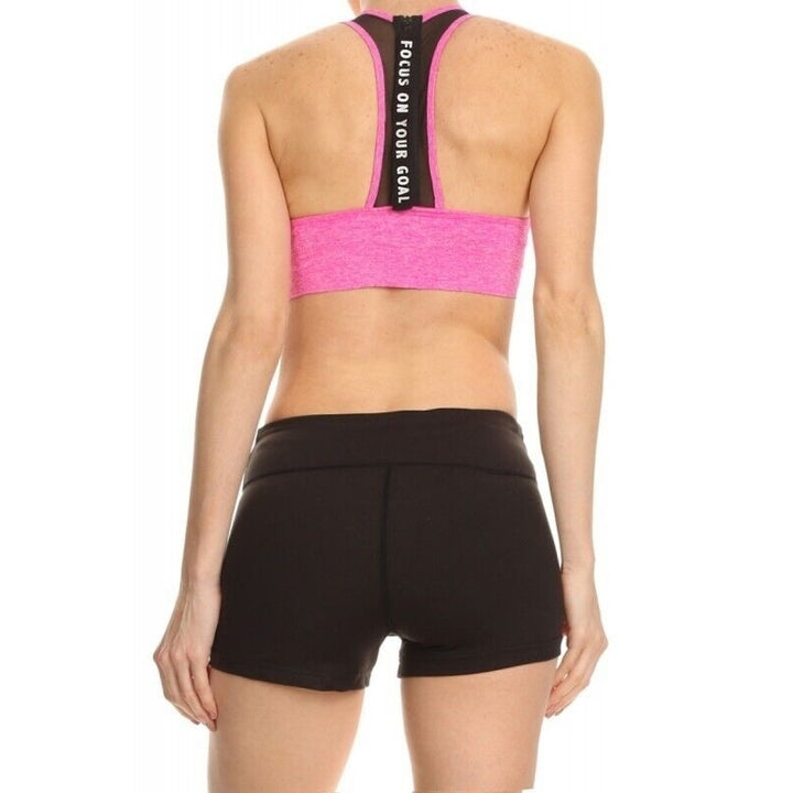Kapion Pink Sports Bra with Mesh Zipper Back Size: X-Large A7BR03 Image 2