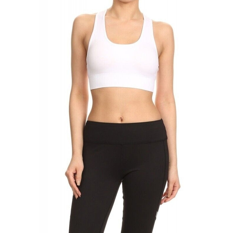 Kapion White Sports Bra with Mesh Zipper Back Size: X-Large A7BR03 Image 1