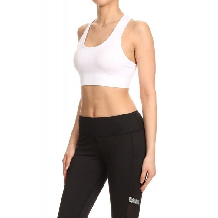 Kapion White Sports Bra with Mesh Zipper Back Size: X-Large A7BR03 Image 4