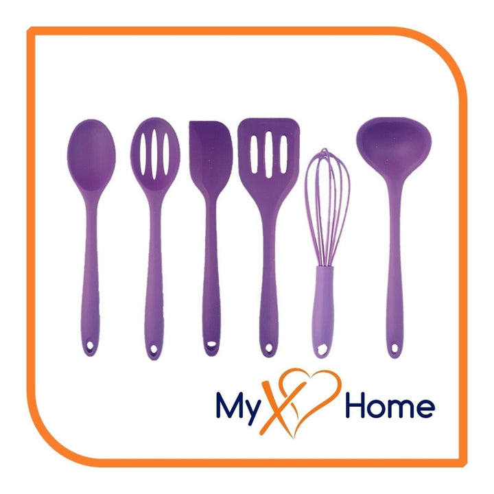 8" Purple Silicone Utensils - Set of 6 Kitchen Tools - by MyXOHome Image 1