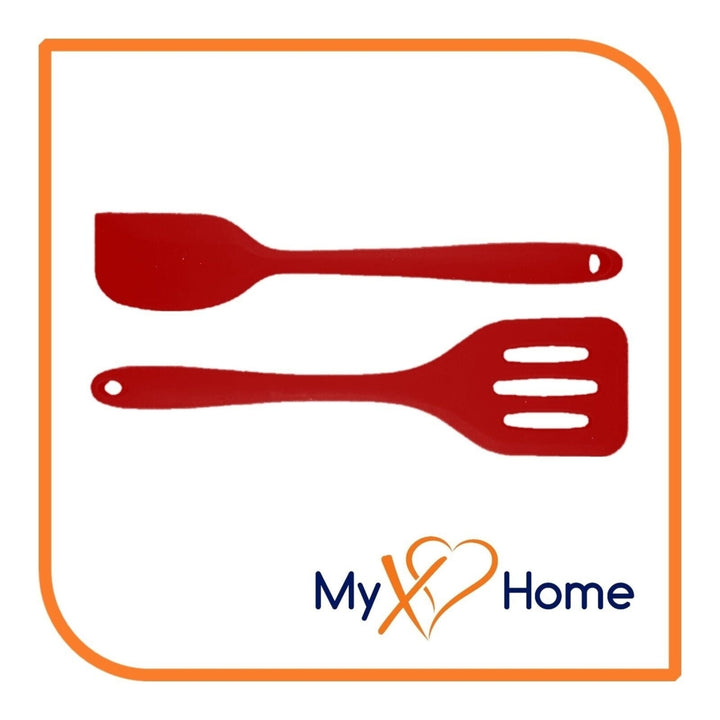 8" Red Silicone Spatula & Slotted Turner Set by MyXOHome Image 1
