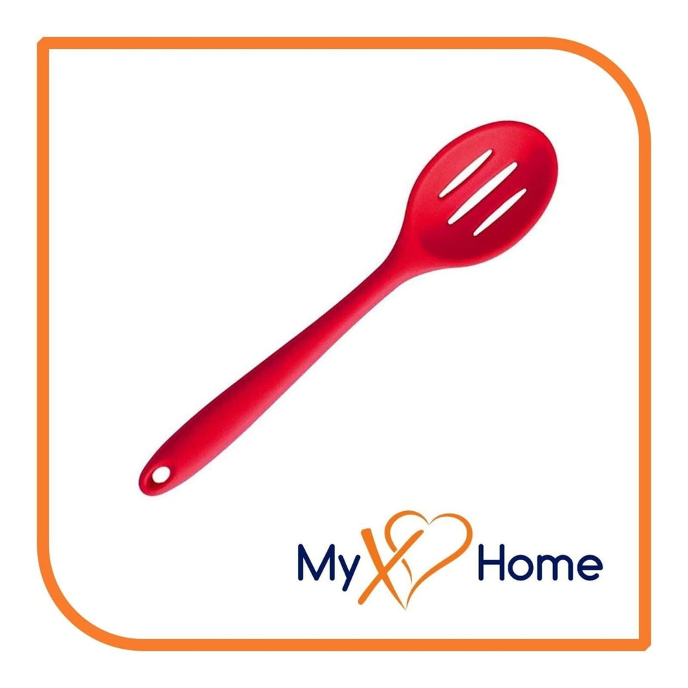 8" Red Silicone Spoon & Slotted Spoon Set by MyXOHome Image 2