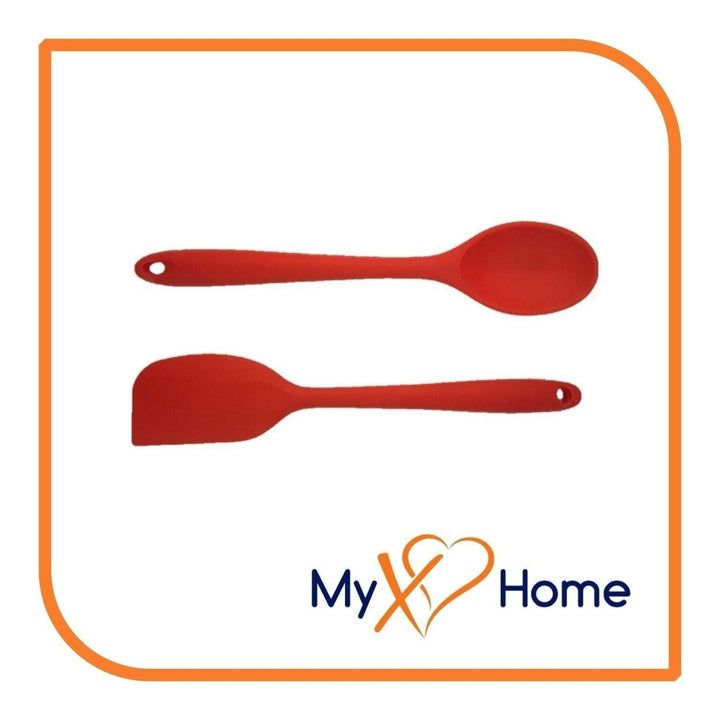 8" Red Silicone Spoon and Spatula Set by MyXOHome Image 1