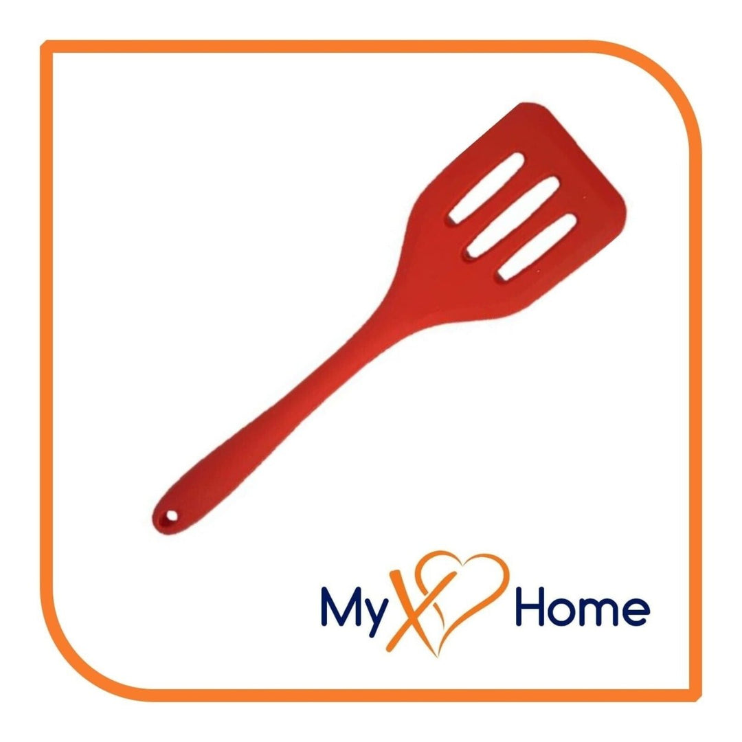 8" Red Silicone Spoon Slotted Spoon Spatula and Slotted Turner Set by MyXOHome Image 6