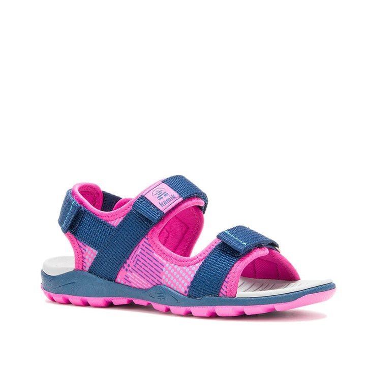 Kamik Kids Jump Sandals Navy/Magenta HK4254 Vegan Quick Drying Size Options Image 1