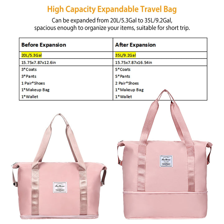 9.2Gal Shoulder Travel Duffle Bag Folding Carry On Overnight Weekender Bag Image 3