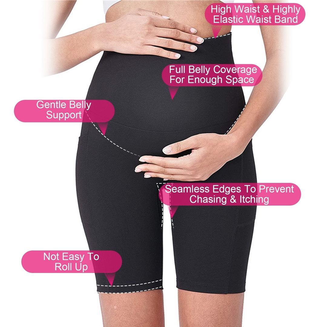 Women Maternity Shorts Seamless Pregnancy Underwear Shapewear Fitness Yoga Running Shorts Image 3