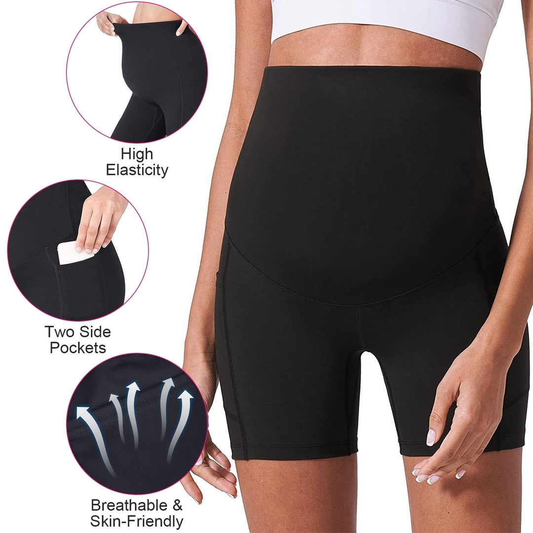 Women Maternity Shorts Seamless Pregnancy Underwear Shapewear Fitness Yoga Running Shorts Image 4