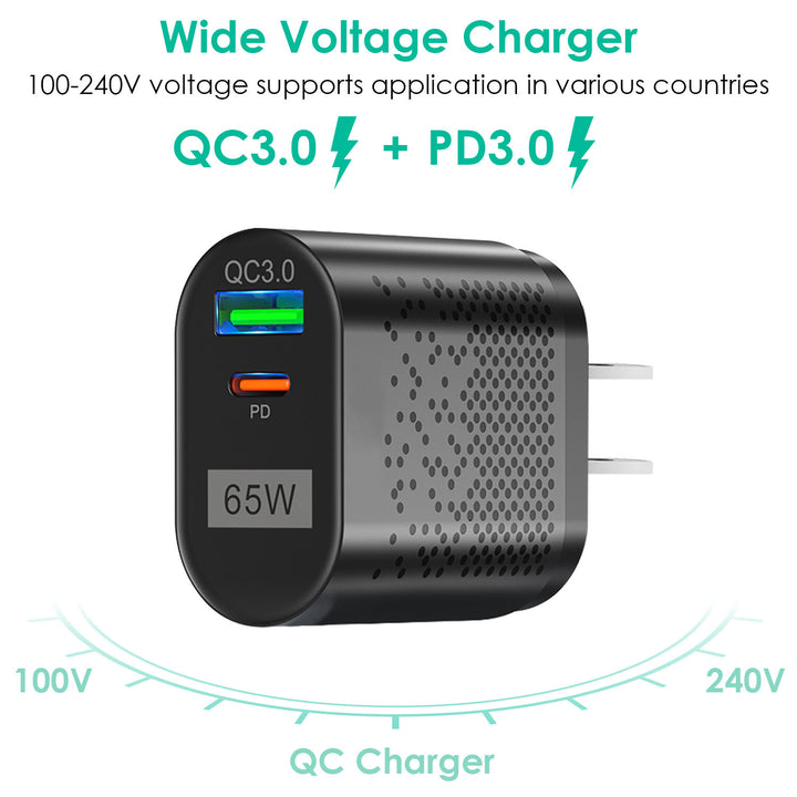 65W Type C Fast Wall Charger PD QC3.0 Adapter Image 6
