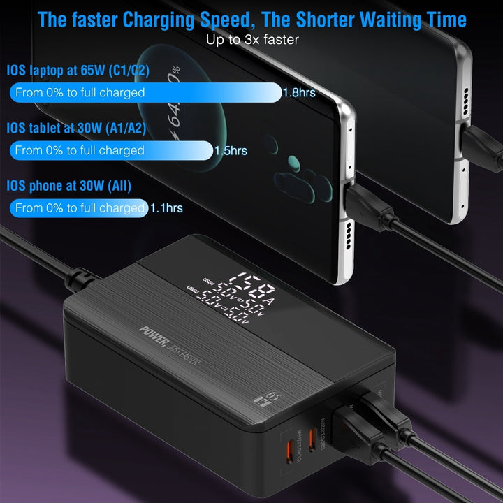 65W Fast Wall Charger 4 Port USB Charging Station PD3.0 QC3.0 Adapter Image 3