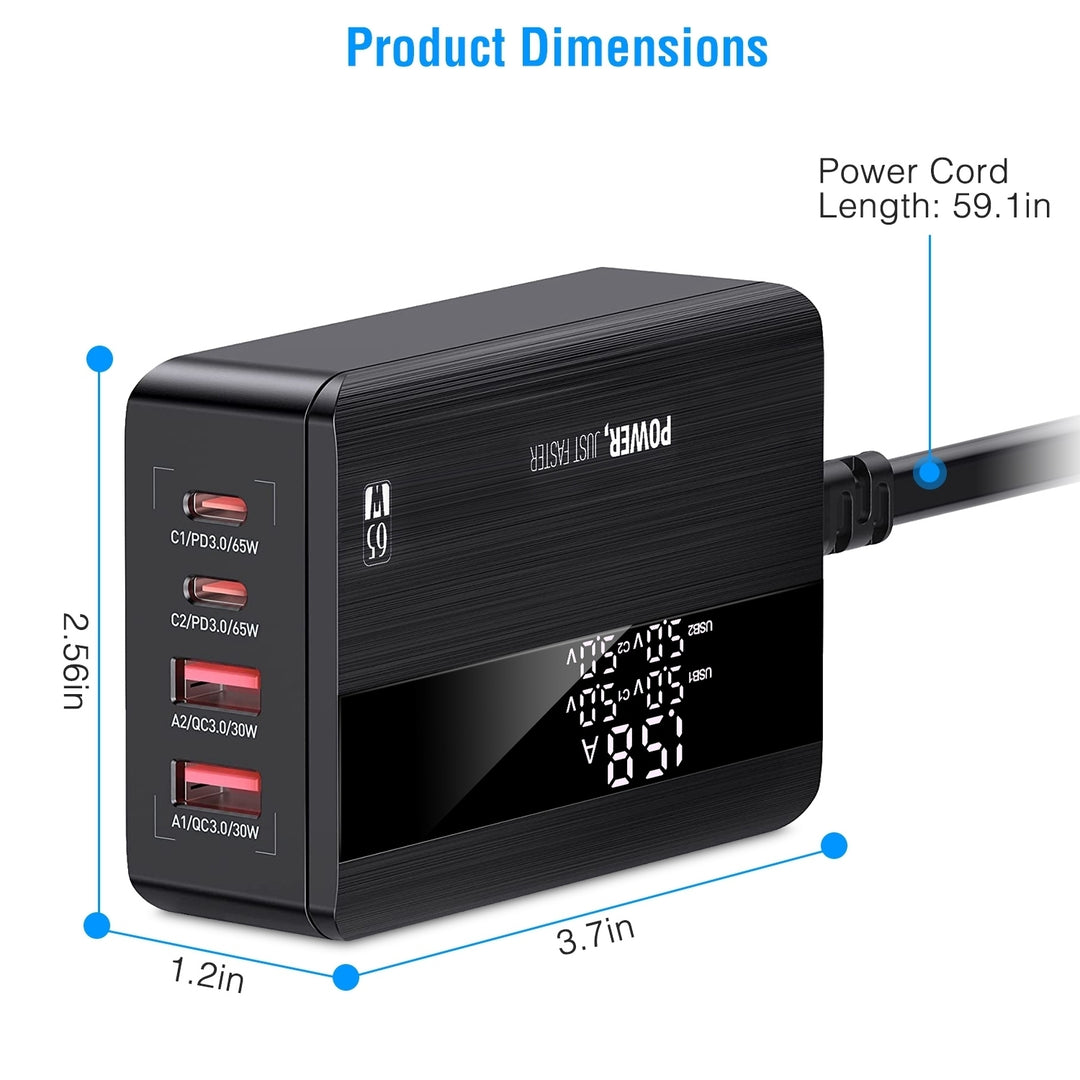 65W Fast Wall Charger 4 Port USB Charging Station PD3.0 QC3.0 Adapter Image 8