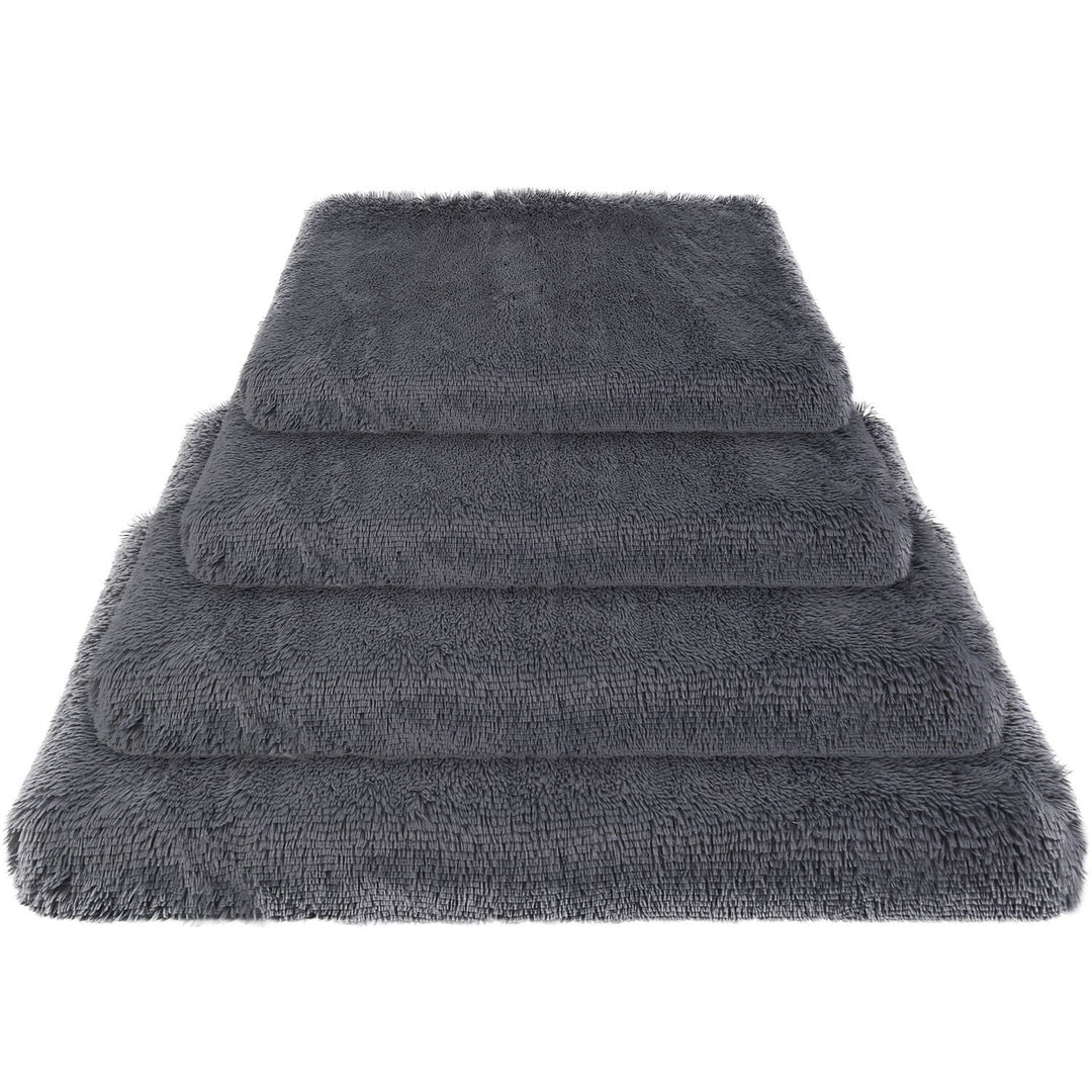 Plush Dog Bed Dark Grey Soft Cushion Cozy Mat S/M/L/XL for Dogs and Cats Image 1