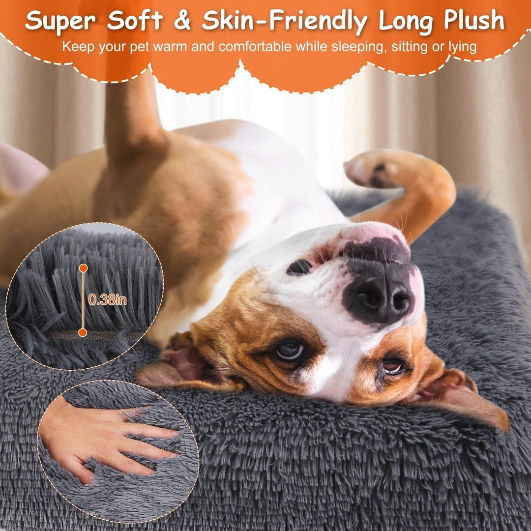 Plush Dog Bed Dark Grey Soft Cushion Cozy Mat S/M/L/XL for Dogs and Cats Image 3