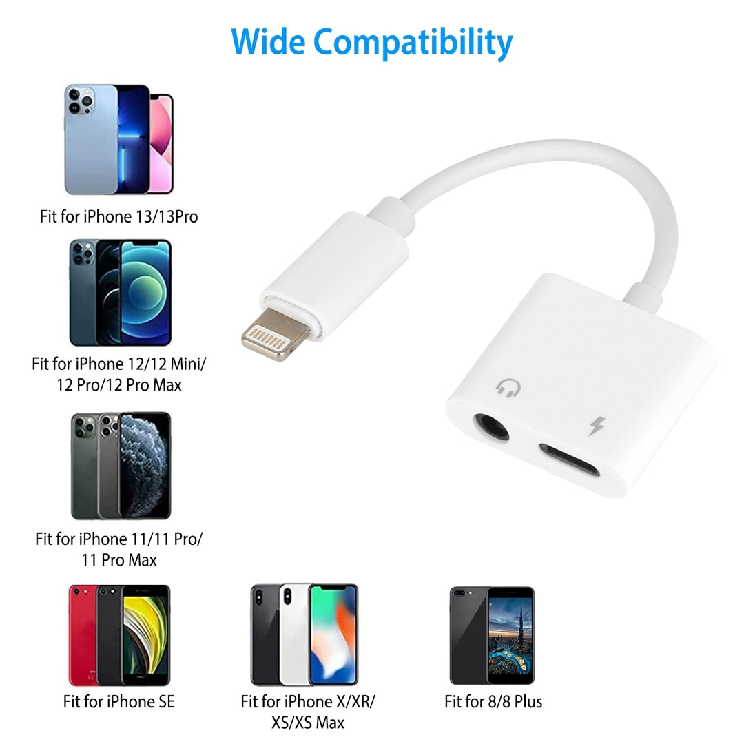 2 In 1 3.5mm Headphone Adapter Charger Audio Splitter Dongle Adapter Image 4