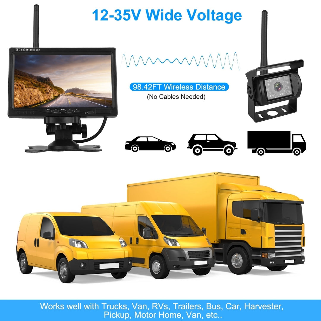 Wireless Backup Camera System 7 Inch Monitor IP67 Waterproof Remote Control Image 4