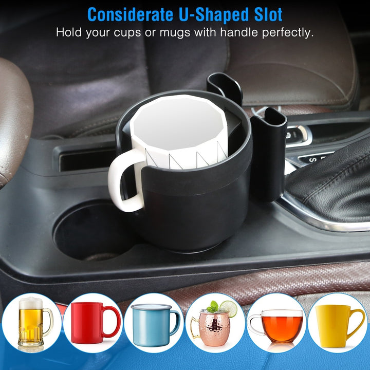 Car Cup Holder Expander Drink Cup Beverage Organizer Water Bottle Holder Extender with Phone Holder Adjustable Base Image 4