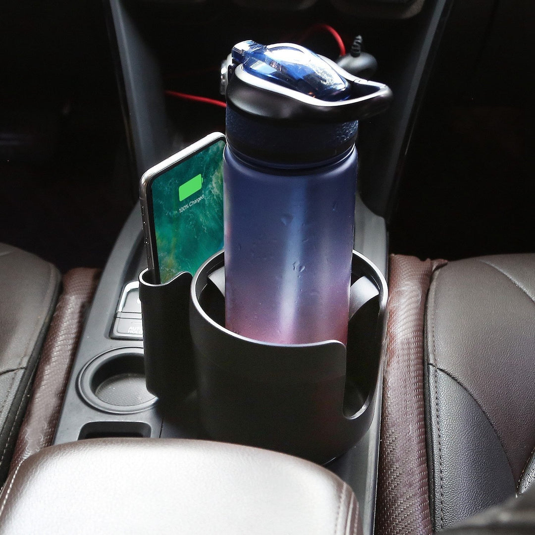 Car Cup Holder Expander Drink Cup Beverage Organizer Water Bottle Holder Extender with Phone Holder Adjustable Base Image 9