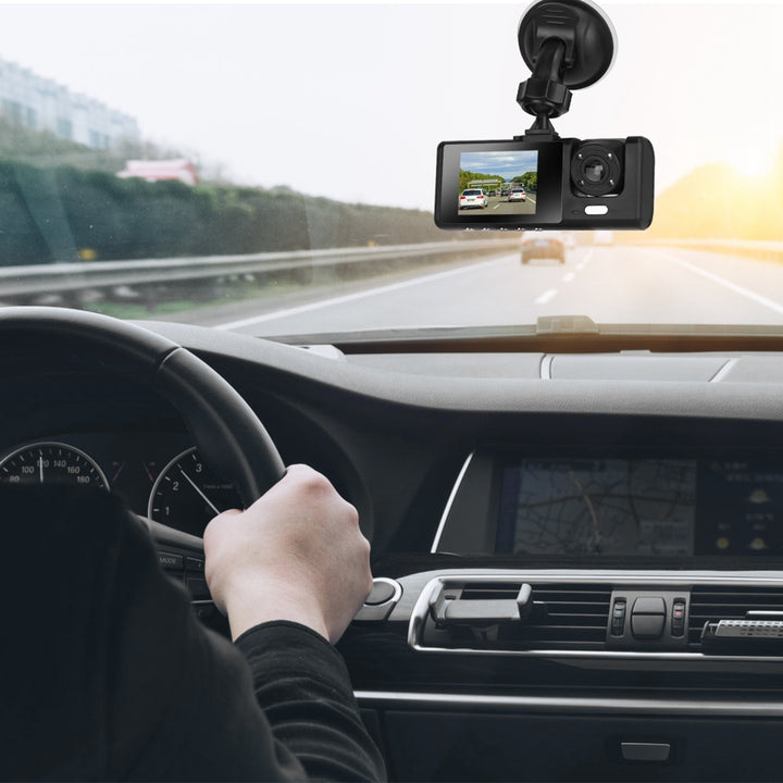 3 Channel Car DVR Dash Cam Video Recorder 1080P Front Inside Rear Camera Image 11