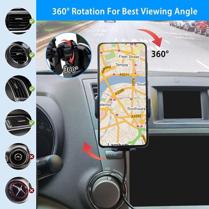 Car Wireless Charger Fast Charge 15W 10W 7.5W Air Vent Phone Mount Holder Black Image 4