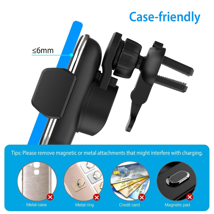 Car Wireless Charger Fast Charge 15W 10W 7.5W Air Vent Phone Mount Holder Black Image 4