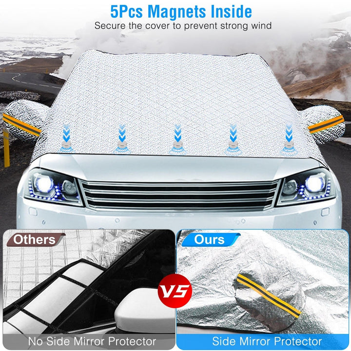 Car Windshield Snow Cover 86.61x43.31in Silver Waterproof Windproof Magnetic Image 3