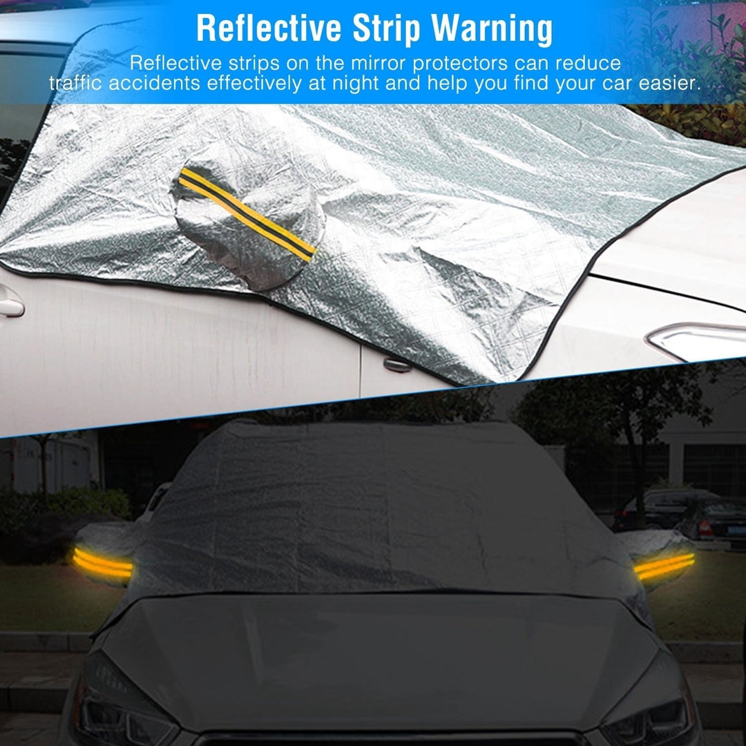 Car Windshield Snow Cover 86.61x43.31in Silver Waterproof Windproof Magnetic Image 4