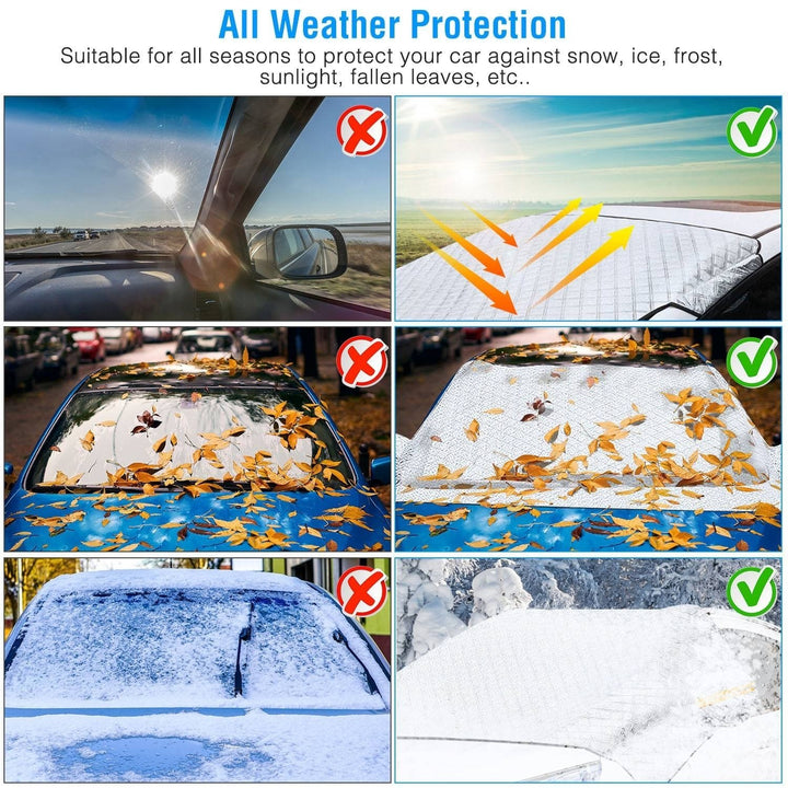 Car Windshield Snow Cover 86.61x43.31in Silver Waterproof Windproof Magnetic Image 7