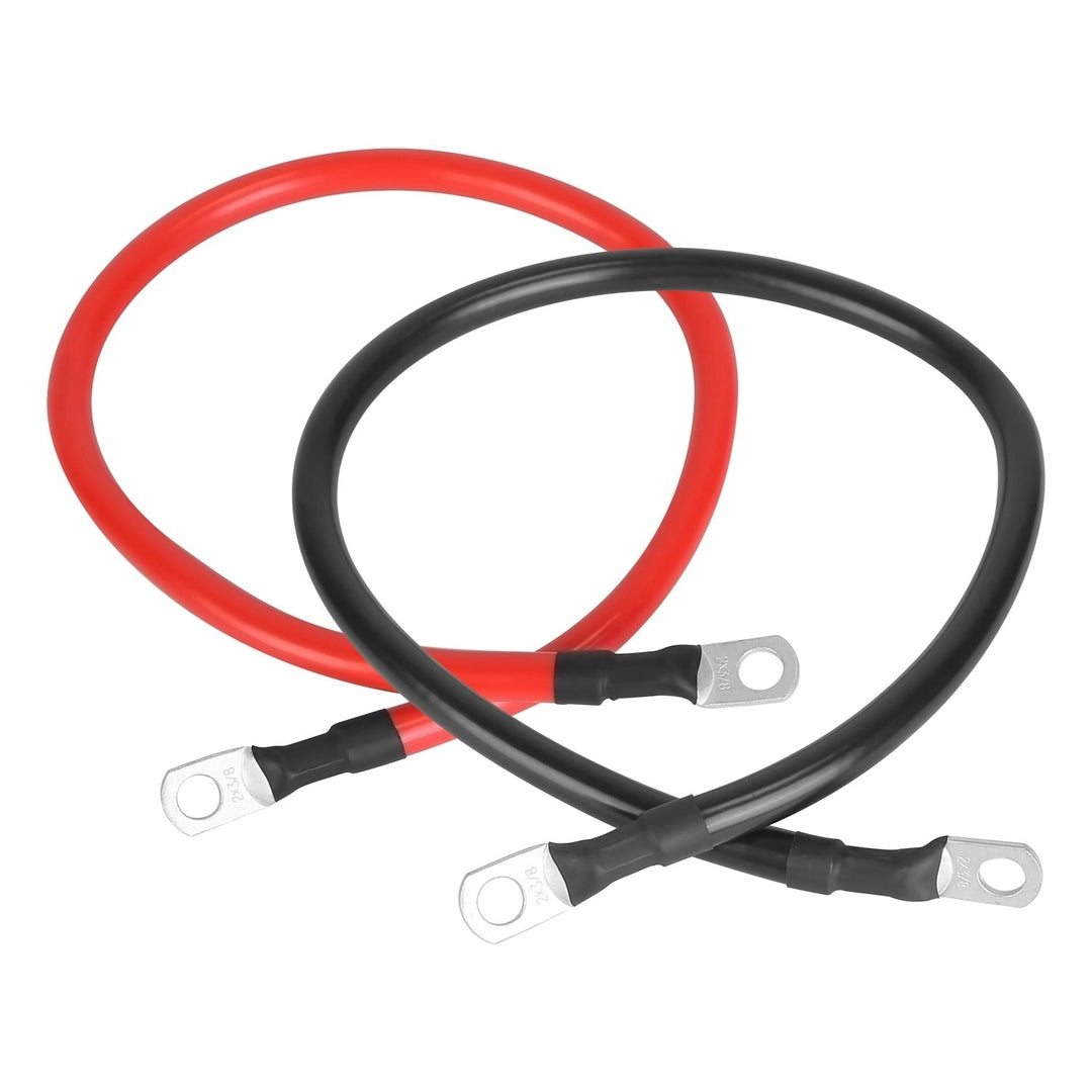 2Pcs 2 AWG Gauge Copper Battery Cables Red Black with 3/8in Lugs 1FT to 7FT Sizes Image 1