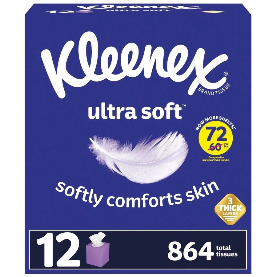 Kleenex Ultra Soft 3-Ply Facial TissuesCube Boxes (72 Tissues/Box12 Boxes) Image 1
