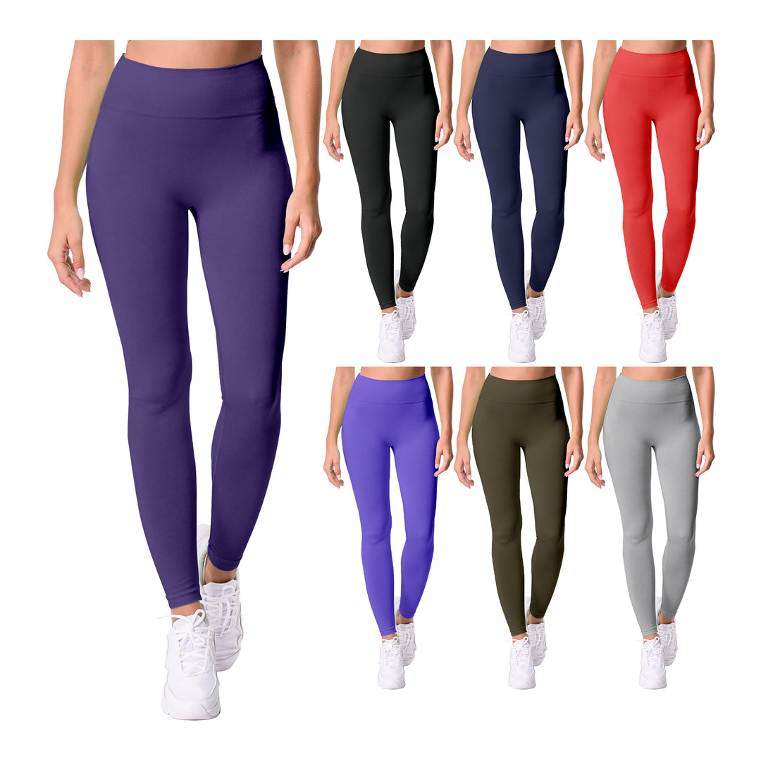 3-Pack Womens Fleece-Lined Seamless Yoga Pants Leggings Comfortable Stretchy Image 1