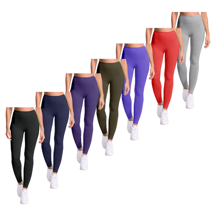 3-Pack Womens Fleece-Lined Seamless Yoga Pants Leggings Comfortable Stretchy Image 4