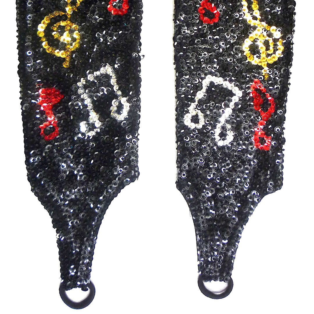 Sequin Gloves Black w/Color Music Notes Image 2