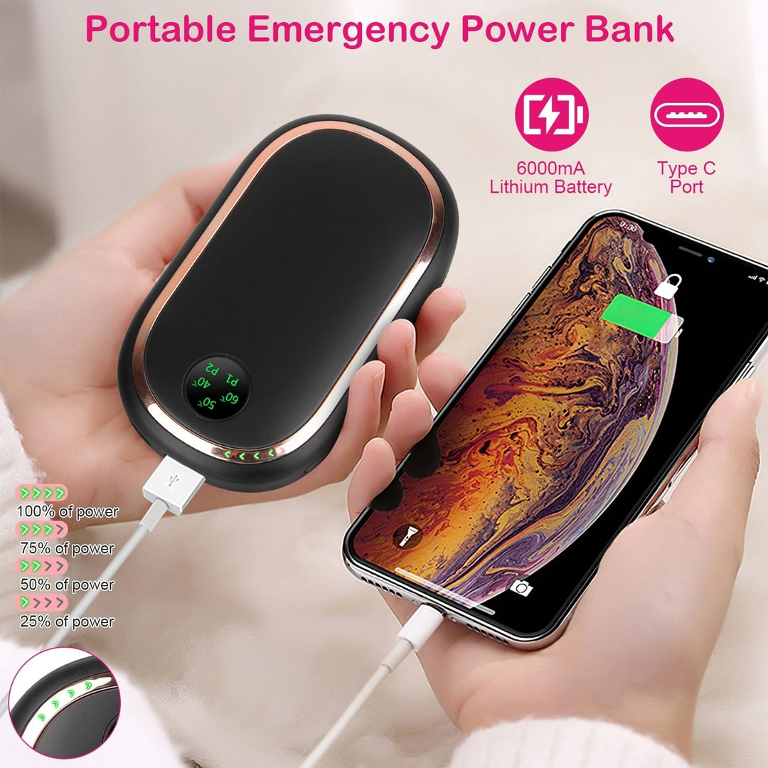 Rechargeable Hand Warmer Electric Hand Heater Portable Reusable Pocket Warmer Power Bank Image 4