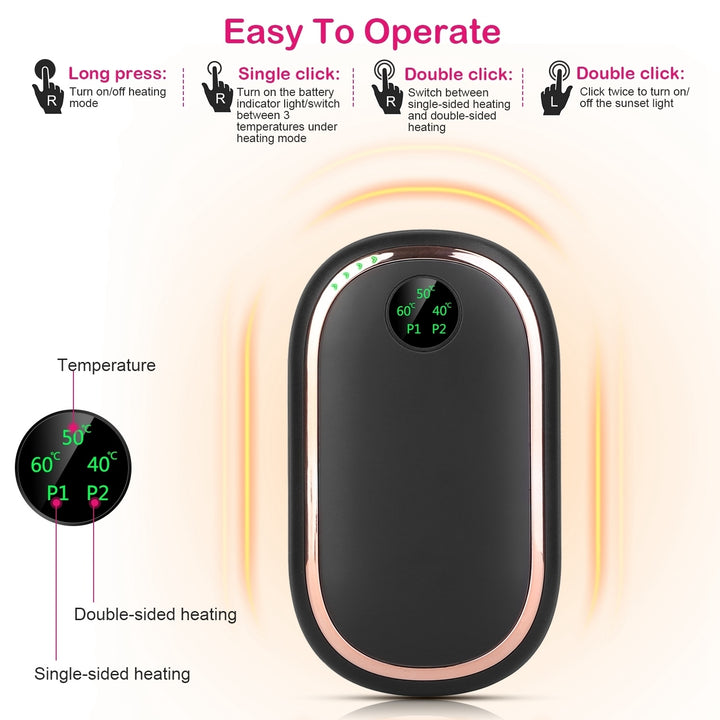 Rechargeable Hand Warmer Electric Hand Heater Portable Reusable Pocket Warmer Power Bank Image 4
