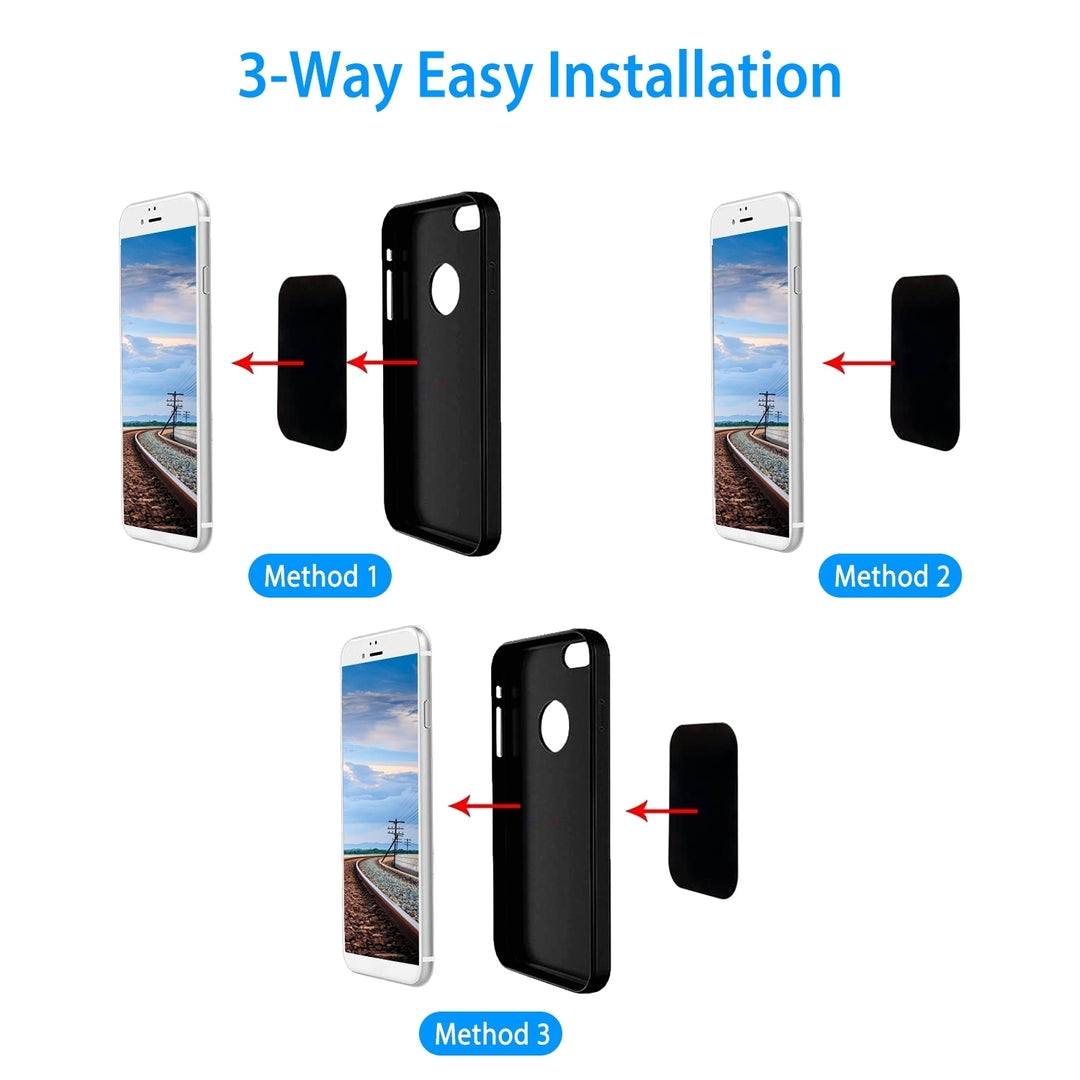 8Pcs Universal Metal Plates with Strong Adhesive Round Rectangle for Car Mount Image 3