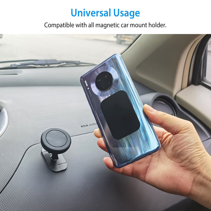 8Pcs Universal Metal Plates with Strong Adhesive Round Rectangle for Car Mount Image 4